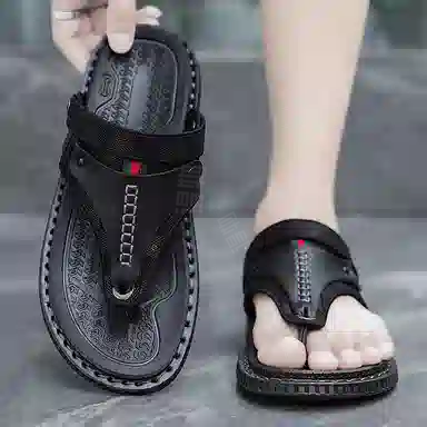 潮泽 休闲时尚 防磨防滑人字拖鞋 男款