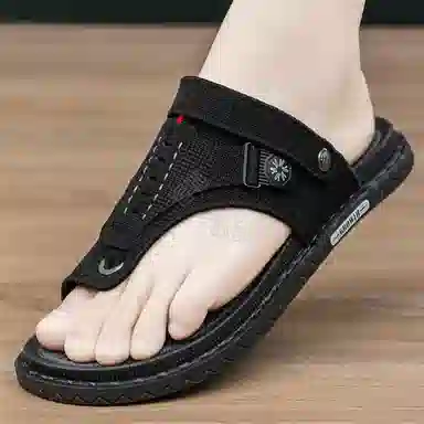 潮泽 简约通勤舒适户外 橡胶底 车缝线 防磨防滑人字拖鞋 男款