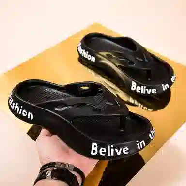 美热途 简约百搭 防磨防滑速干人字拖鞋 男款