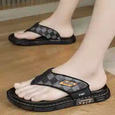 萌芽熊 休闲时尚 橡胶底 防磨防滑人字拖鞋 男款