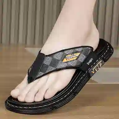 萌芽熊 休闲时尚 橡胶底 防磨防滑人字拖鞋 男款