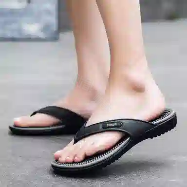 萌芽熊 港风时尚潮流设计感户外休闲沙滩简约舒适百搭按摩底居家轻便 橡胶底 防臭防磨防滑人字拖鞋 男款