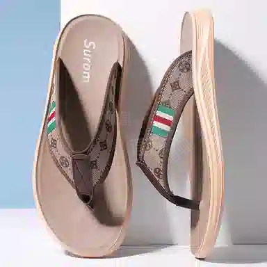 绅诺 绅诺经典 潮流百搭 休闲户外 防滑防磨静音人字拖鞋 男款 卡其