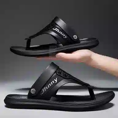 潮泽 简约百搭 舒适日常 车缝线 防臭防磨防滑速干人字拖鞋 男款