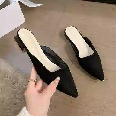 美洲爵士 简约经典百搭舒适通勤 车缝线 防臭包头拖鞋 女