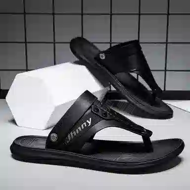 潮泽 简约百搭 舒适日常 车缝线 防臭防磨防滑速干人字拖鞋 男款