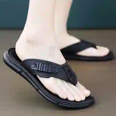 潮泽 舒适简约耐看 橡胶底 车缝线 速干人字拖鞋 男款