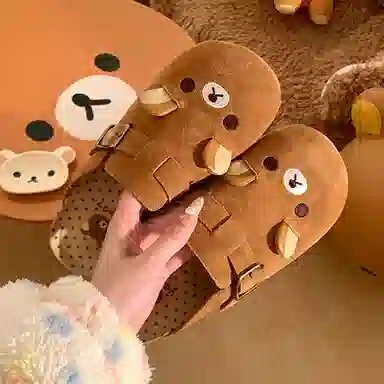 小鹿米利 可爱复古 防滑包头拖鞋 女