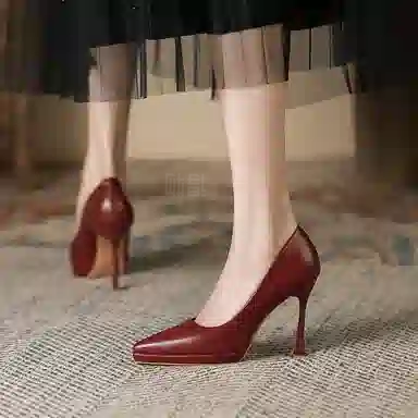 兰缪 超纤皮 时尚简约气质优雅百搭不累脚 细跟 高跟鞋 女