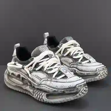 佐塞斯 头层牛皮 休闲百搭简约潮流时尚 低帮 老爹鞋 男款