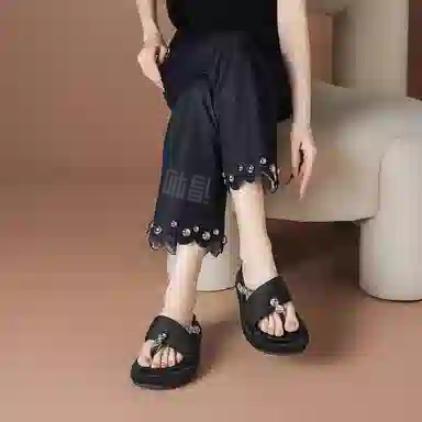 波尔谛奇 厚底舒适潮流时尚 精致外穿 防磨人字拖鞋 女
