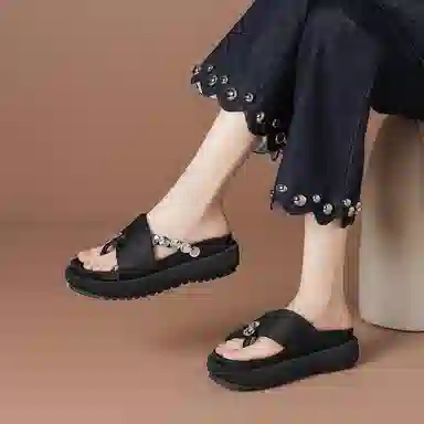 波尔谛奇 厚底舒适潮流时尚 精致外穿 防磨人字拖鞋 女