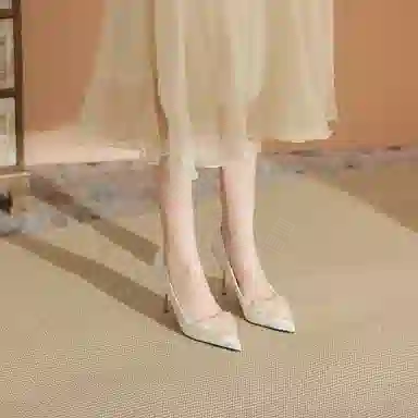 兰缪 织物 法式气质优雅百搭 细跟 高跟鞋 女