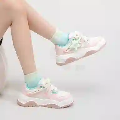 拉夏贝尔 潮流星星鞋 厚底面包鞋 板鞋 女款