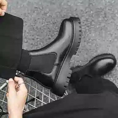 超纤皮 英伦风时尚简约通勤百搭款 短筒 经典切尔西靴 男款