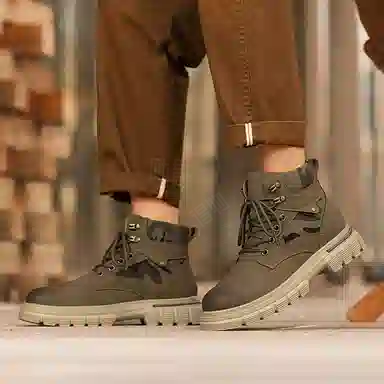 超纤皮 秋冬时尚百搭舒适户外复古厚底增高防滑耐磨 高筒 马丁靴 男款