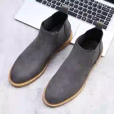 牛反绒 韩版大码英伦风舒适百搭短靴 短筒 马丁靴 男款