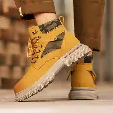 超纤皮 秋冬时尚百搭舒适户外复古厚底增高防滑耐磨 高筒 马丁靴 男款