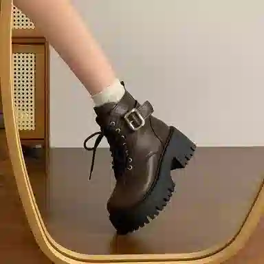 时尚厚底英伦风小个子必备帅气机车 短靴 女