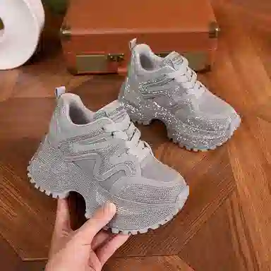 满钻厚底内增高百搭休闲运动户外时尚潮流学院风运动鞋 减震耐磨平衡 低帮 老爹鞋 女款