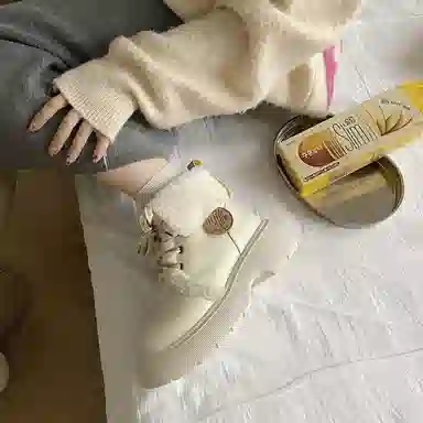 超纤皮 保暖耐磨减震增高防滑 时尚加绒厚底甜美可爱又百搭 短筒 雪地靴 女款