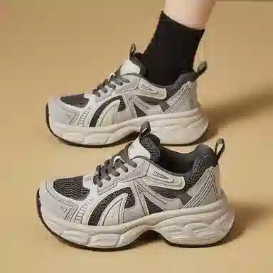 织物合成革 厚底时尚百搭休闲鞋款 减震耐磨增高 低帮 老爹鞋 女款