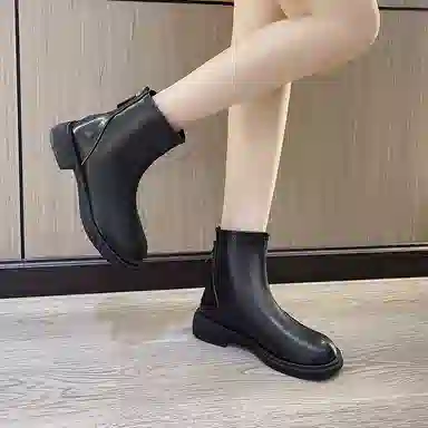 超纤皮 英伦法式风格百搭瘦瘦裸靴 短靴 女款