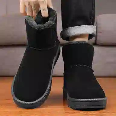 牛反绒 保暖耐磨减震增高平衡 加绒防滑户外休闲运动 短筒 雪地靴 男女同款