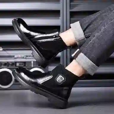 牛皮 时尚复古英伦风潮流个性百搭商务休闲 短靴 男款