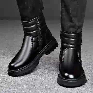 牛剖层革 加绒舒适休闲时尚百搭保暖 短靴 男款