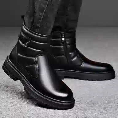 牛剖层革 加绒舒适休闲时尚百搭保暖 短靴 男款