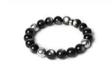 FOUNDIN Silver Obsidian Bracelet