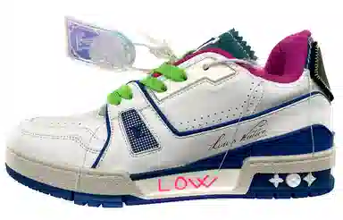 Louis Vuitton Trainer Upcycling White Blue New York Edition