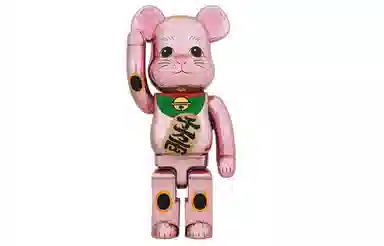 BE@RBRICK Lucky Cat Peach Gold