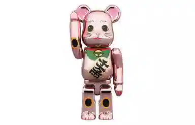 BE@RBRICK Lucky Cat Peach Gold
