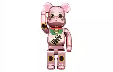 BE@RBRICK Lucky Cat Peach Gold