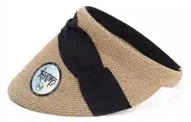 肯默草编大帽檐帽子  夏季防晒空顶帽  多折丝带发箍帽  女款 多色可选