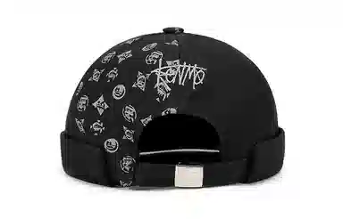 【赠礼盒包装】 肯默 老花瓜皮帽无檐地主 棉 贝雷帽 男女同款情侣款 黑色