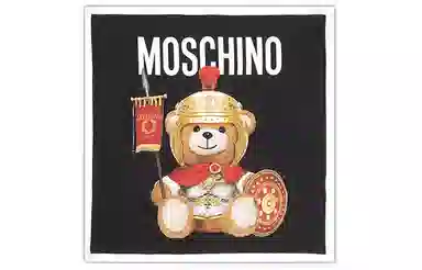 Moschino Roma Teddy Bear Silk Scarf Black