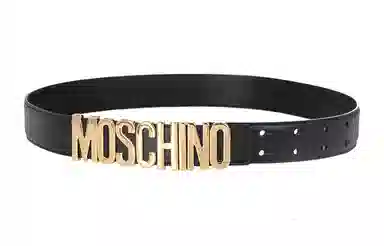 MOSCHINO Gold Logo Belt Black