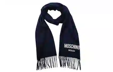 Moschino Classic Logo Wool Scarf Navy