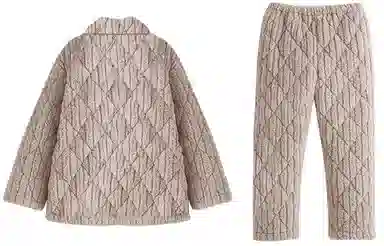 同语 冬季三层夹棉加厚法兰绒珊瑚绒 睡衣家居服加绒套装 女款