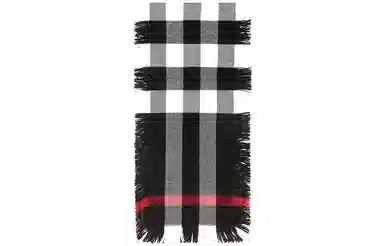 Burberry Black White Check Wool Scarf