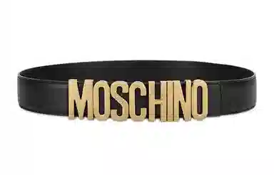 MOSCHINO Gold Logo Belt Black