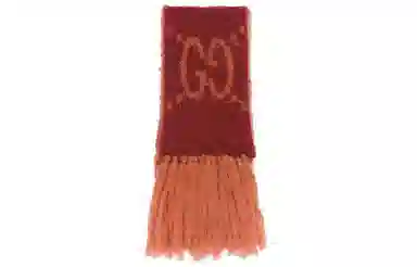 Gucci Scarf GG Mohair Wool Blend Orange/Red