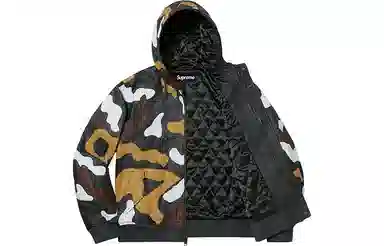 Supreme FW19 Camo Leather Hooded Jacket