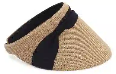 肯默草编大帽檐帽子  夏季防晒空顶帽  多折丝带发箍帽  女款 多色可选