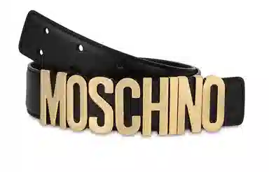 MOSCHINO Gold Logo Belt Black