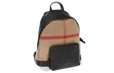 Burberry Metal Letter Logo Classic Check Backpack Black Brown