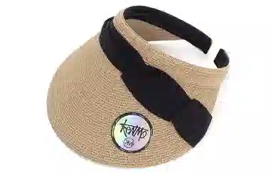 肯默草编大帽檐帽子  夏季防晒空顶帽  多折丝带发箍帽  女款 多色可选